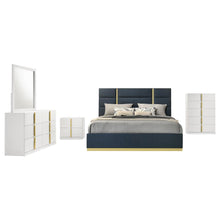 Ines 5 Piece Queen Bedroom Set – Navy / White High Gloss