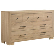 Arielle 5 Piece Queen Upholstered Bedroom Set Light Oak – Light Tan