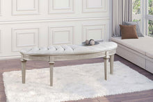 Evangeline Curved Fabric Upholstered Bench – Silver Oak