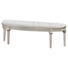 Evangeline Curved Fabric Upholstered Bench – Silver Oak