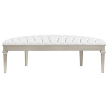 Evangeline Curved Fabric Upholstered Bench – Silver Oak