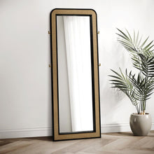 Arini Cane Weave Full Length Standing Floor Mirror – Black