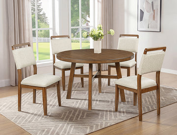 Blanche 5 Piece Round Dining Set – Brown
