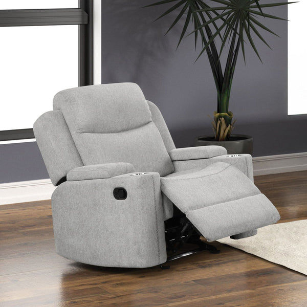 Galya Motion Glider Recliner Light Gray Chenille