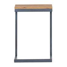 C Shaped End Table With Iron Base And Fir Wood To