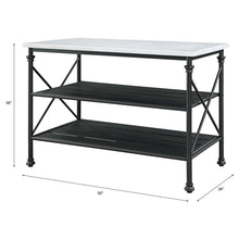 Brahm - Kitchen Island - White Marble Top & Gray