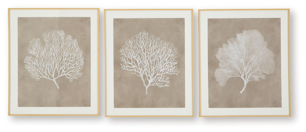 Hendridge - Taupe / White - Wall Art Set (Set of 3)