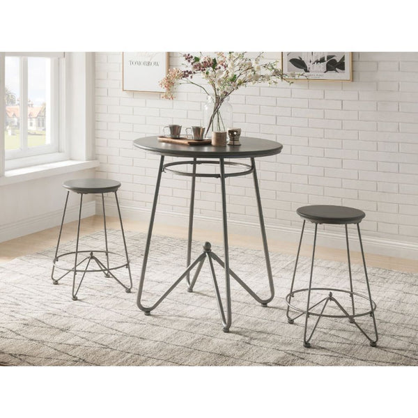 Nimai 3 Piece Counter Height Table Set Gray Oak & Sandy Gray