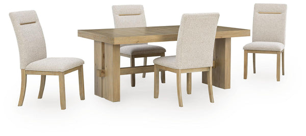 Lasinger 5 Pc. Dining Table And 4 Upholstered Side Chairs Light Brown