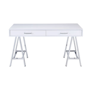 Coleen - Desk - White High Gloss & Chrome