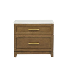 Devonshire - Nightstand With Marble Top And USB Port - Cognac