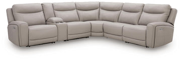 Gravier - 6-Piece Power Reclining Sectional With Storage Console - Gray