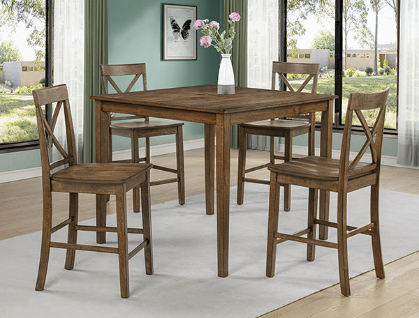Theodore 5 Piece Counter Height Dining Set – Brown
