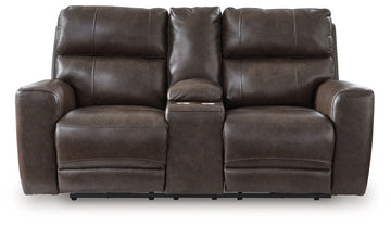 Crossplex - Power Reclining Loveseat / Console / Adjustable Headrest - Smoke