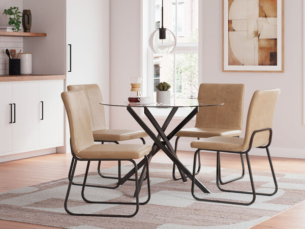 Pharwynn 5 Pc. Dining Room Table, 4 Side Chair Black