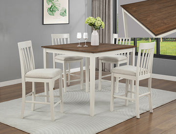 Brody 5 Piece Counter Height Dining Set – White/Brown