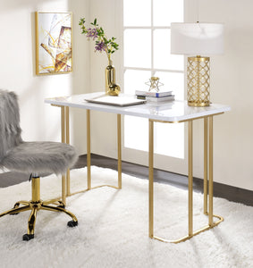 Estie - Vanity Desk - White & Gold Finish