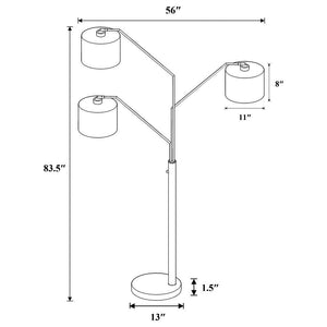 Jirou - Drum Shade Tree Floor Lamp - Satin Nickel