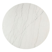 Edwyn - Round Dining Table - White Natural Marble Top & Espresso