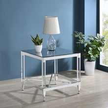 Lindley - Square Tempered Mirror Acrylic Side End Table - Chrome