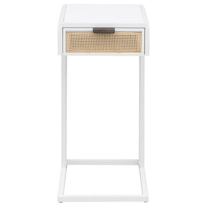 Amherst - 1-Drawer Radio Weave Cane Metal Side Table