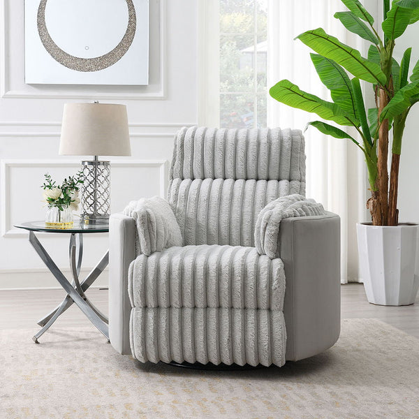 Emee Glider Recliner With Swivel Gray Corduroy