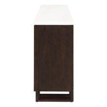 Edwyn - Server With Fireplace - Natural Marble Top & Espresso