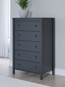 Simmenfort - Navy Blue - Five Drawer Chest