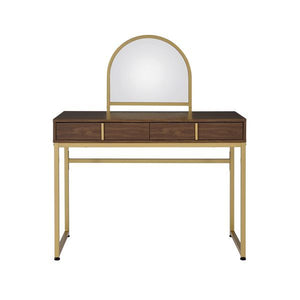 Coleen - Vanity Desk - Walnut & Gold Finish - 50"