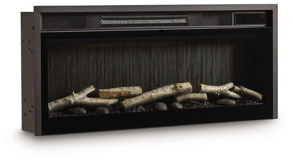 Entertainment Accessories Fireplace Insert With Faux Birch Log Set Black