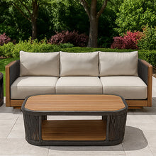 Veranda - Wicker & Wood Outdoor Sofa With Cushions - Natural / Gray / Brown
