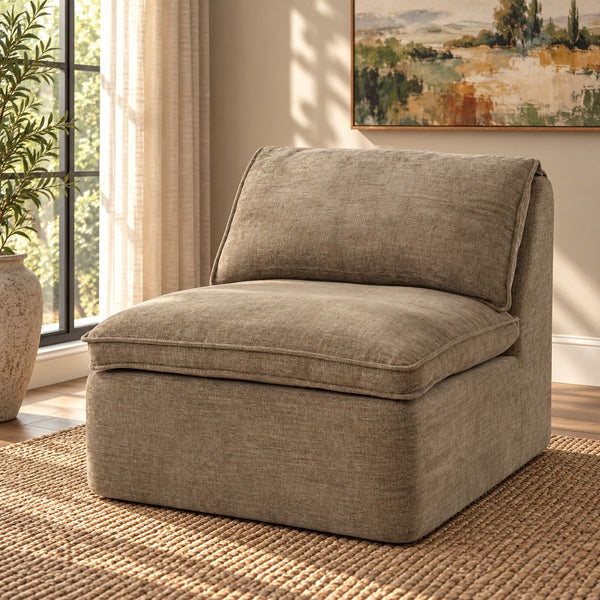 Almano Modular Armless Chair Light Brown Chenille
