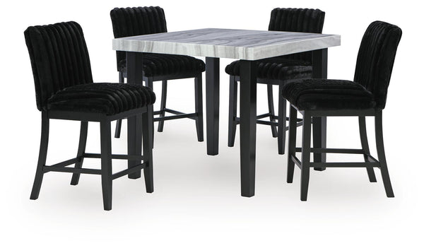 Mervannie 5 Pc. Counter Height Dining Table And 4 Barstools Gray / Black