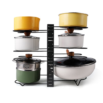 Adjustable Pot Rack Kitchen Storage Organizer - Black