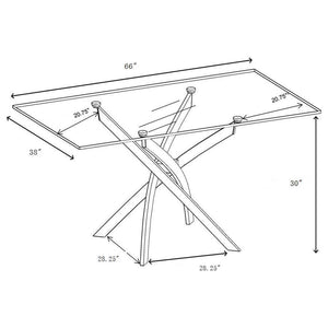 Carmelo - Rectangular Glass Top Dining Table - Chrome