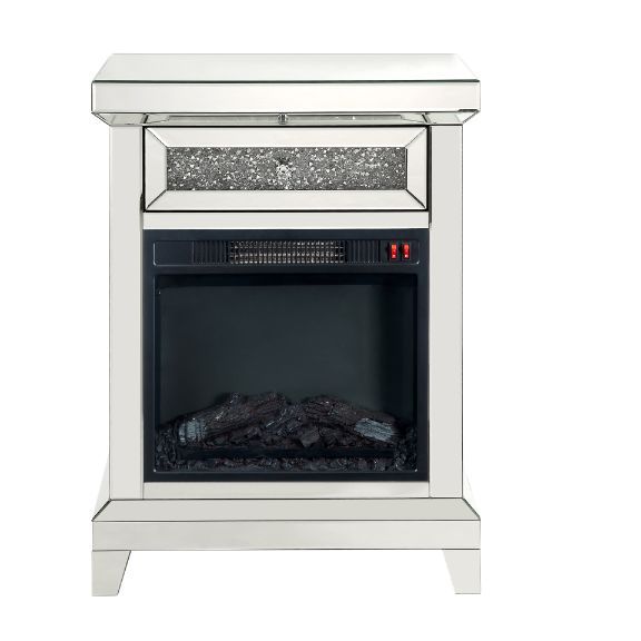 Noralie 24" Fireplace Mirrored & Faux Diamonds