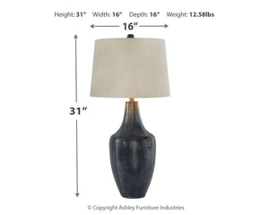 Evania - Indigo - Metal Table Lamp