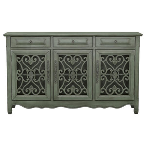 Madeline - 3-Drawer Scrollwork Accent Cabinet - Antique Green