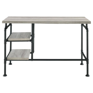 Delray - 2-Tier Open Shelving Writing Desk - Gray Driftwood And Black