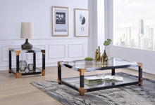 Lafty - End Table - Clear Glass & White Brushed