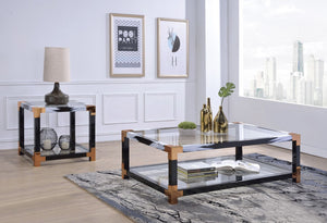 Lafty - End Table - Clear Glass & White Brushed