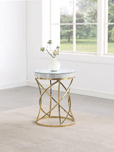 Elise - Round Mirror Top Stainless Steel End Table - Gold