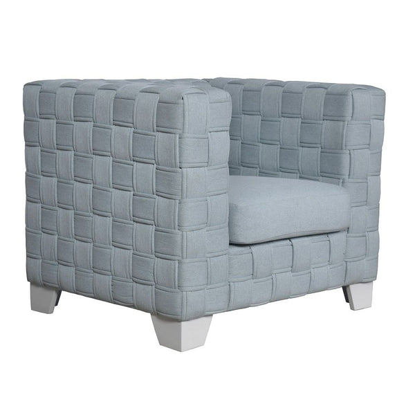Saree Chair Light Teal Chenille & White