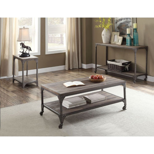 Gorden Coffee Table Weathered Oak & Antique Nickel