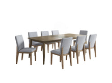 Bistro 9-Piece Mixed-Finish Dining Set, Extendable 72-88" Vintage Walnut Table & 8 Gray Linen Chairs[NA:17]