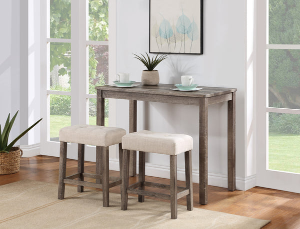 Lux Brown 3 Piece Counter Height 42" Pub Table Set