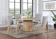 Caspian 5Pc 59" Round Oak Finish Dining Table Set