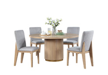 Caspian 5Pc 59" Round Oak Finish Dining Table Set