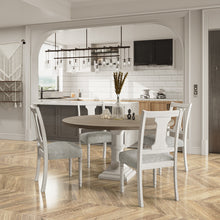 Tannen 59" Round White and Gray Dining Set
