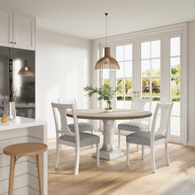 Tannen 59" Round White and Gray Dining Set